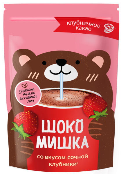Растворимое какао Шокомишка со вкусом клубника со сливками 250 г