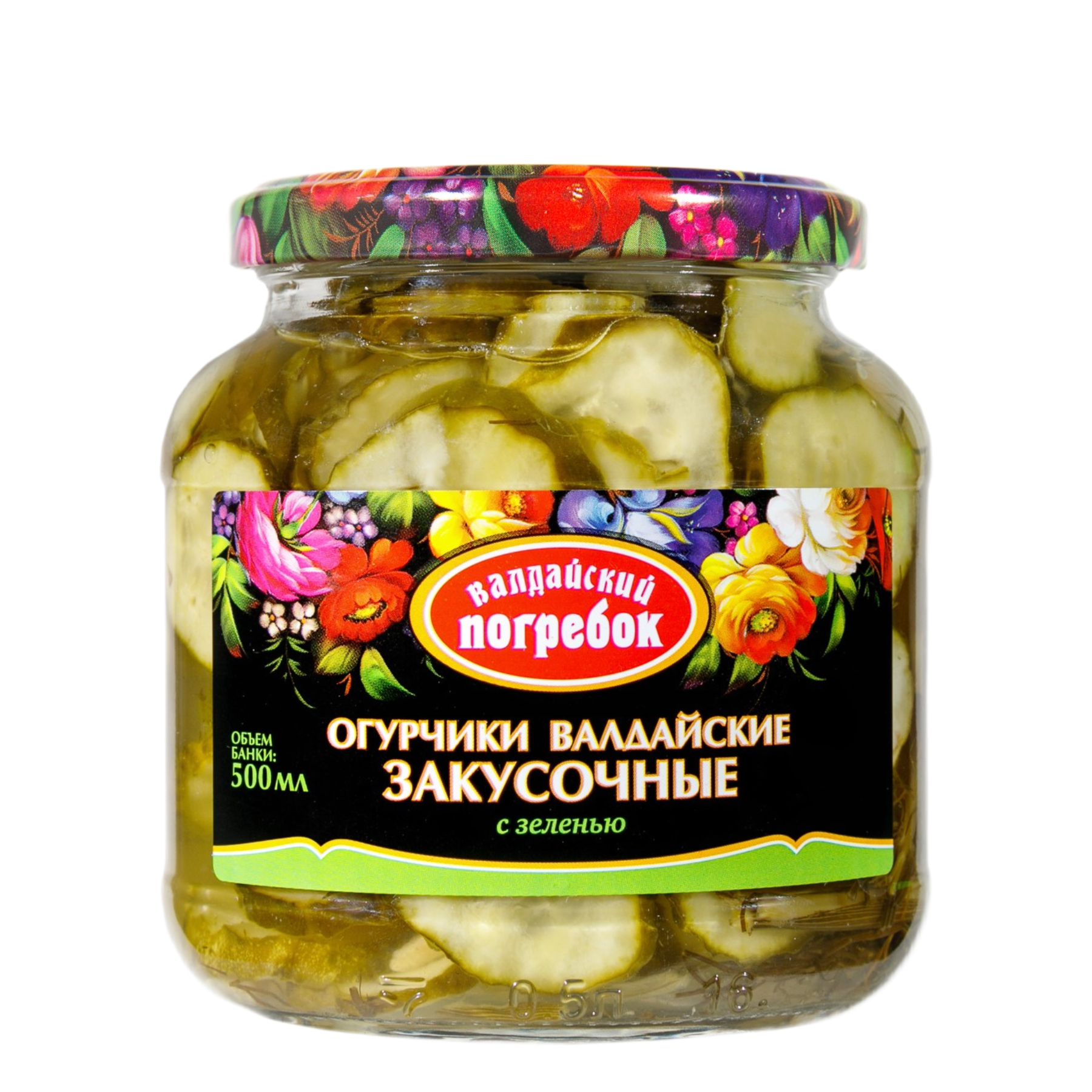 Огурчики закусочные с зеленью «Валдайский погребок» 500 мл.