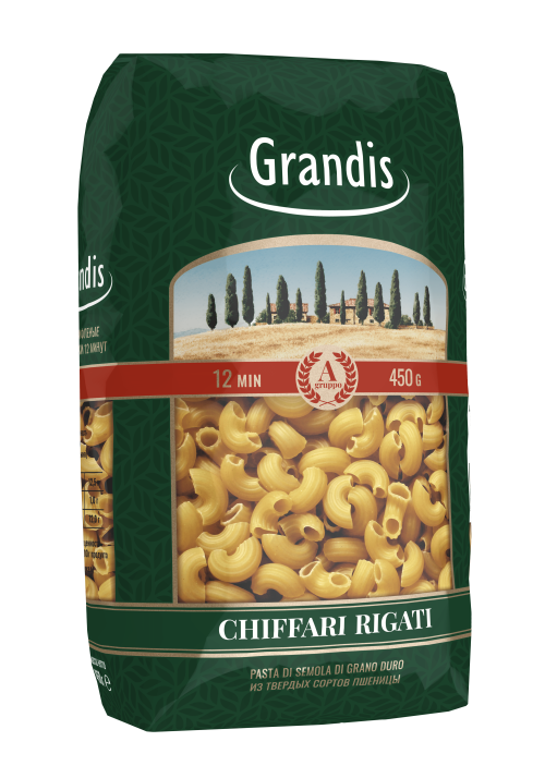 Макаронные изделия «Grandis».  Рожки рифленые  450г