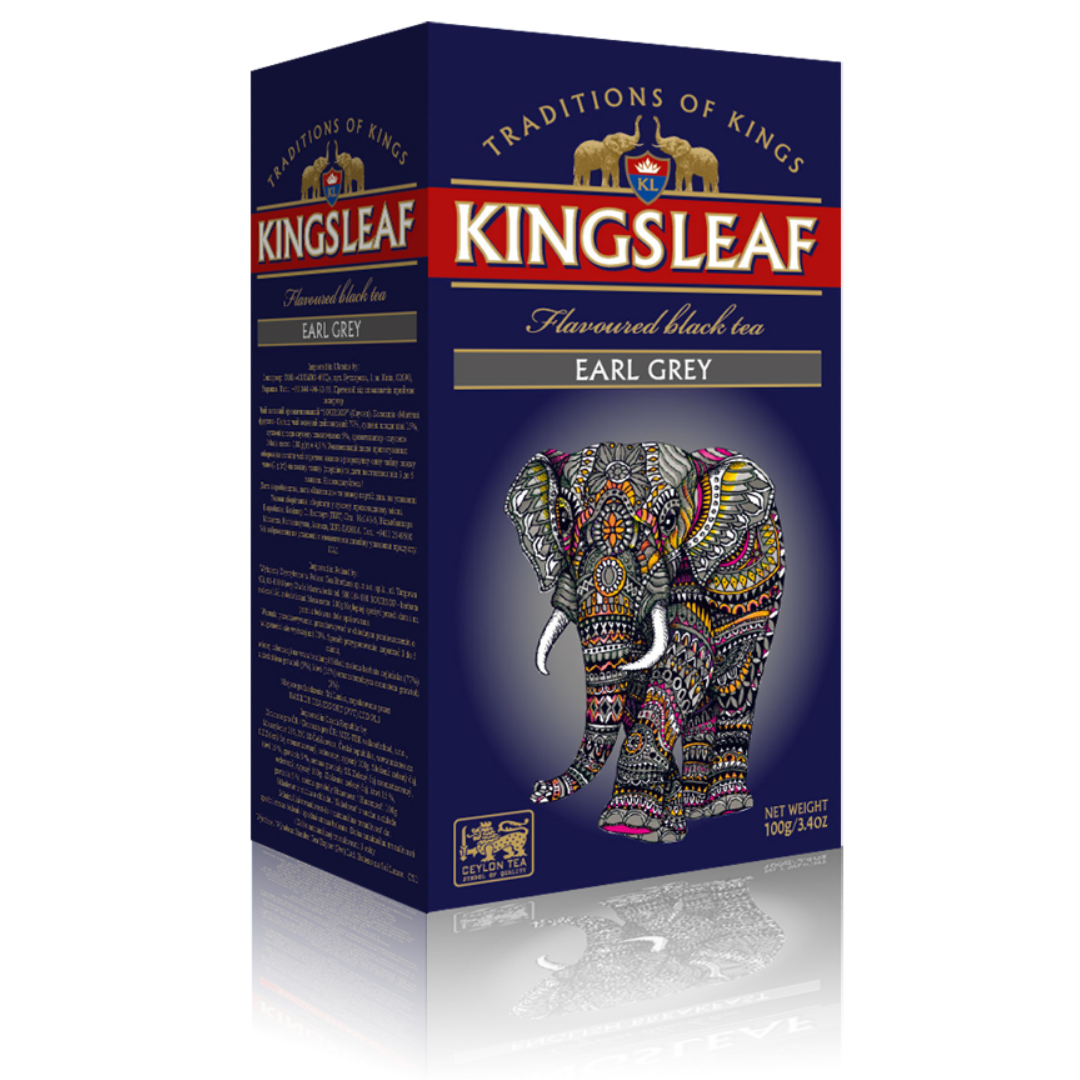  Чай "KINGS LEAF" Эрл Грей черный цейлонский с бергамотом 100 г.