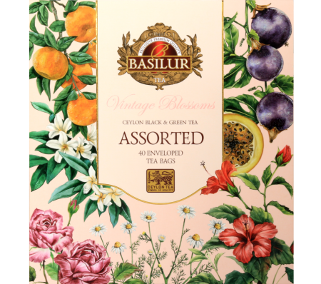 Чай "Basilur" "Винтажные цветы".  Ассорти 40 конв.